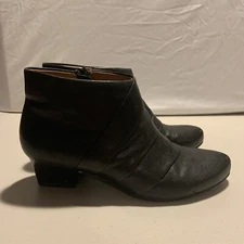 Sofft Black Leather Ankle Boots Block Heel Size 6 [E1]