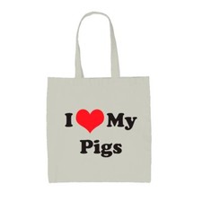 I Love My Pigs - Canvas Tote Bag - Pig Piglet Boar Farm Farmer Pet Peppa