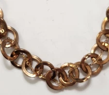 Coppertone Necklace Rings & Woven Oval Chain Industrial Minimalist Steampunk