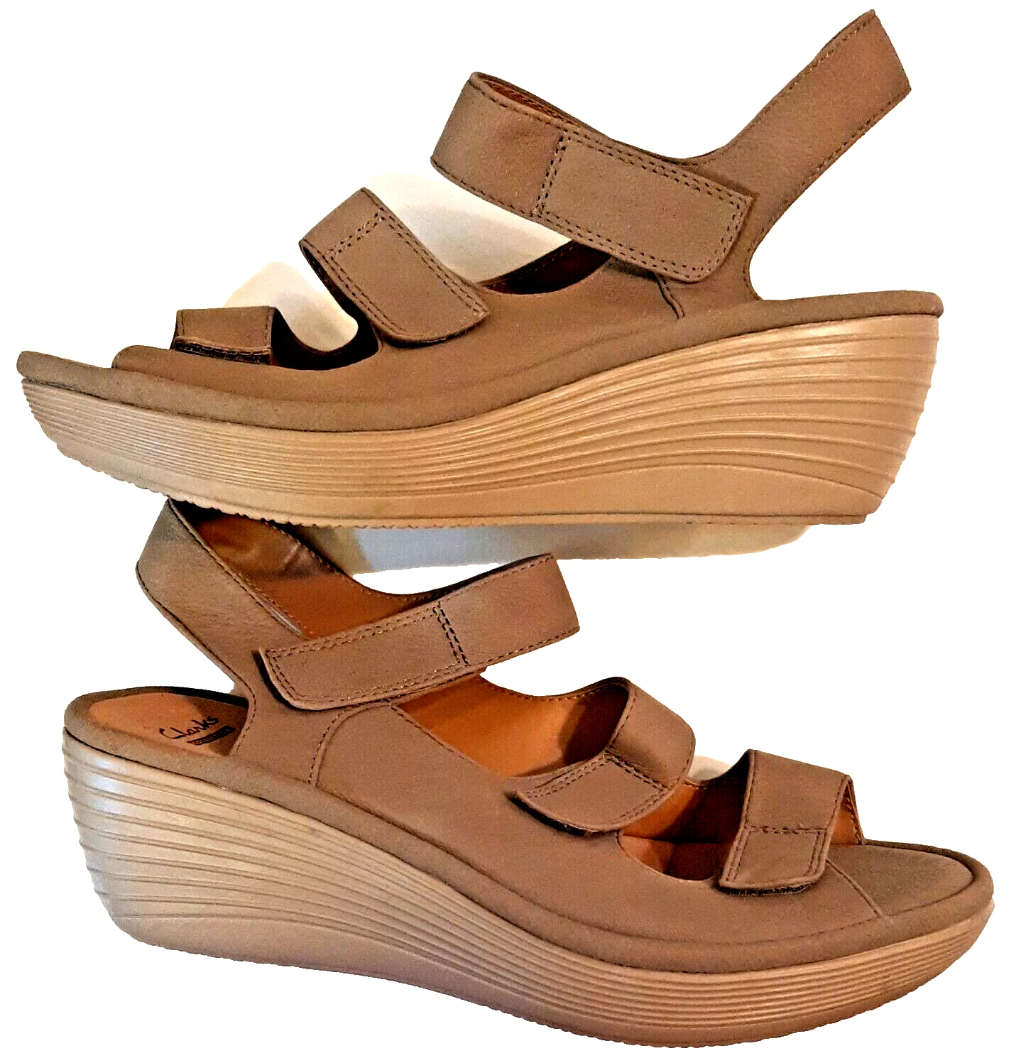 Sandali Clarks Reedly Juno 9 1 2 M zeppa punta aperta beige salvia