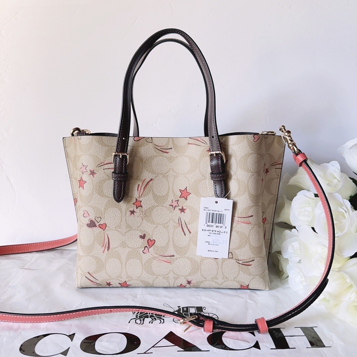 NWT coach Mollie Tote 25 In Signature Canvas With Heart And