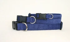 New! Organic Cotton Corduroy Dog Collar Blue - Made in the USA