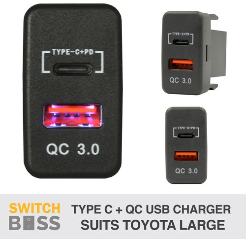 All DUAL QC TYPE C USB VOLT TEMP UHF suit LARGE Toyota Landcruiser Hilux Prado - Picture 27 of 28