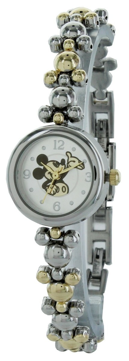Disney Mickey Mouse Women\'s 2-Tone Thin Bracelet Link Watch Disney Mickey & Minnie Colored Link Bracelet Watch | HSN main image 4