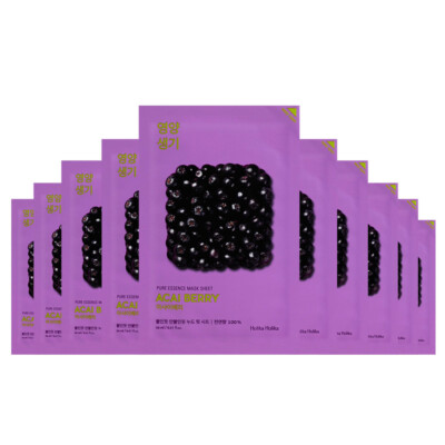 Holika Holika Pure Essence Acai Berry Mask Sheets 10pcs x 0.77fl.oz [US Seller]
