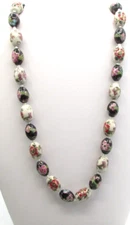JTV WW WORLD WIDE IMPORTS HAND PAINTED BEADS 24" NECKLACE STERLING 925 NWOT JB9