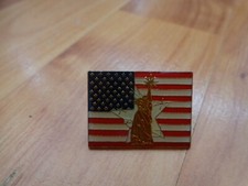 Vintage 80'S Freiheitsstatue US USA Flagge Emaille Anstecker Fahrrad Motorrad