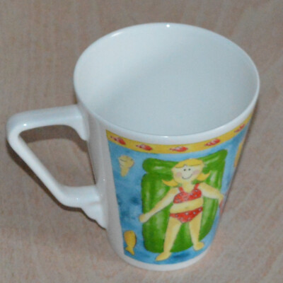 Queen's Mug Seaside Pool aufblasbar Lilo Fisch Krebse Seesterne Ihn & Ihn Vintage