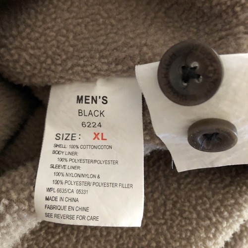 Chaqueta negra forrada de lana bronceada para hombre con botones XL - Imagen 8 de 9