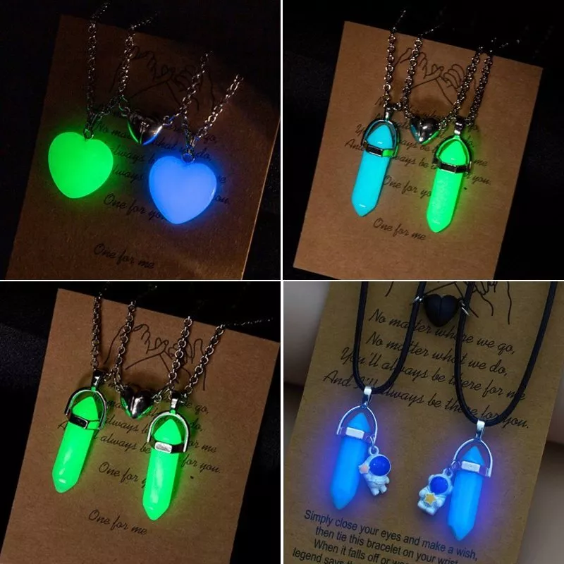 Glow In The Dark Natural Stone Pendant Necklace Friendship Women Men  Jewelry Hot 