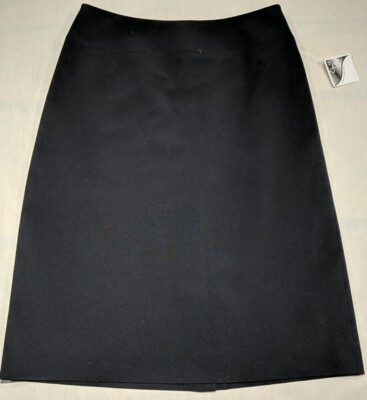 APOSTROPHE ESSENTIALS Women's Black Lined Below Knee Pencil Dress Skirt sz 4 NWT