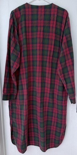 L. L. BEAN Red Tartan Plaid Brushed Flannel Nightshirt Pajamas Sleep Men's L Reg - Picture 2 of 3