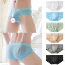 Men's Panties Ice Silk Men Underwear Ultrathin Shorts Lace Low-Rise U Pouch  ~