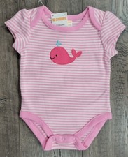 Baby Girl New Gymboree Outlet 0-3 Month Pink Whale Bodysuit