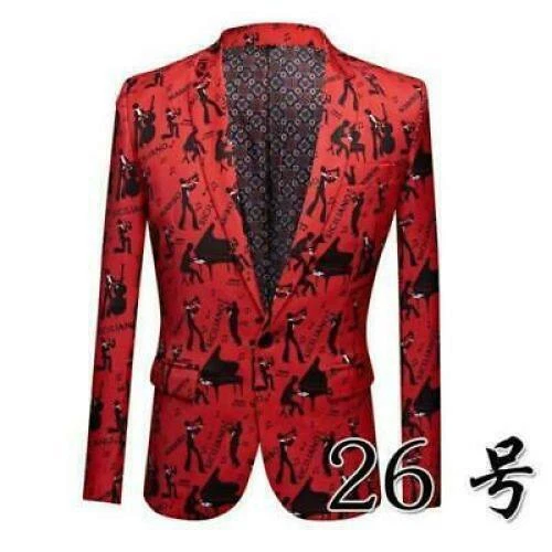 Herren chinesischer Stil Blumendruck Revers Mantel Jacke schmale Passform lässig Langarm - Bild 50 von 51