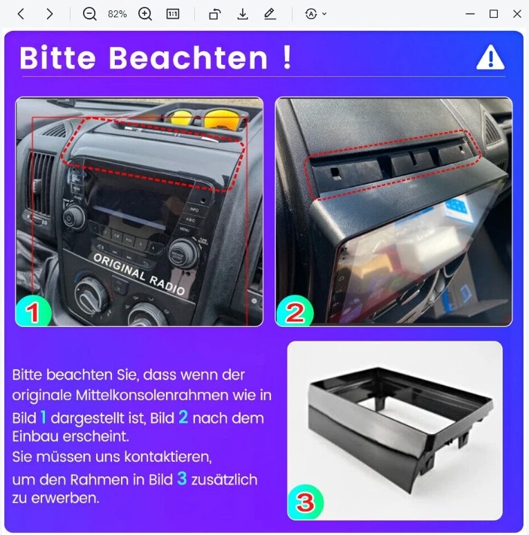 Für Fiat Ducato 2006-2023 4+64G Android 15 Autoradio Navi Apple CarPlay GPS WIFI - Bild 2 von 4