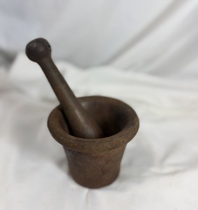 Antique Cast Iron Mortar & Pestle Apothecary Medical Pre-1930's