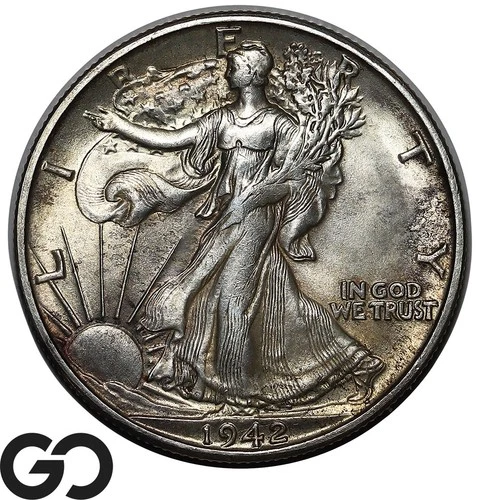 1942-S Walking Liberty Half Dollar, Nice Skin, Solid Gem BU++