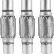 3 Pack 2 x 6 Inch Stainless Steel Double Braid Flex Pipe, Exhaust Flex Connector
