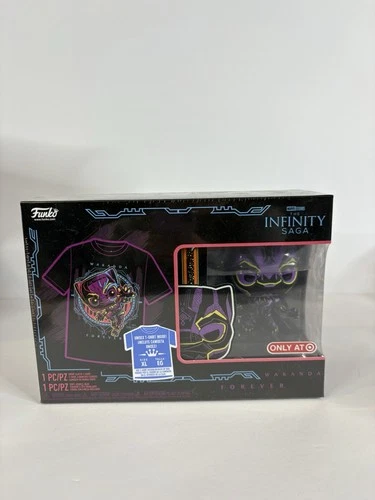 Funko Pop THE INFINITY SAGA Wakanda Forever Black Panther Figure & Tee Size XL
