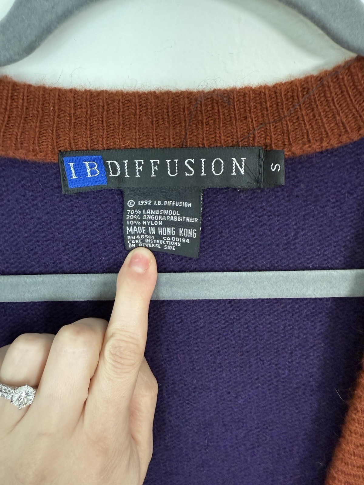 90s IB Diffusion Sequin Color Block Cardigan Lamb… - image 4