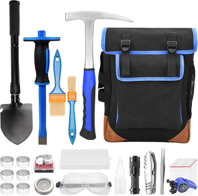 27Pcs Geology Tool Kits，Rock Mining Tools，Rock Hounding Tools with Exquisite Acc
