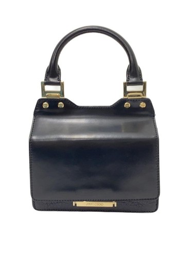 Jimmy Choo Shoulder Bag 2 way leather Blk plain made in Italy ?NULL Used