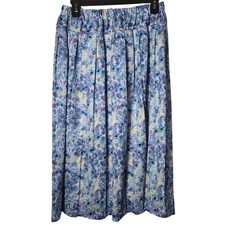 Vintage Floral Pleated Midi Skirt MP Petite Cottage Grandma Peasant Summer Boho