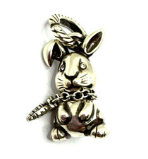 Brighton Bugsy Rabbit Bunny Easter Carrot Collar Detailed Silver Pendant Charm