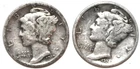 (3) Mercury Dimes - 1919P (Fine) 1924P (Very Fine) - #0956ED - FREE SHIPPING
