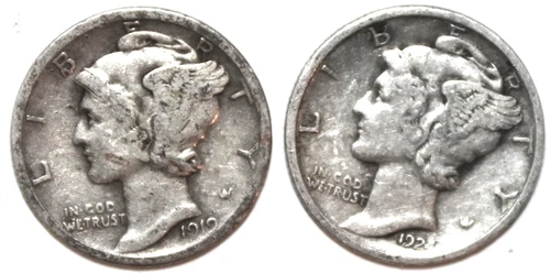 (3) Mercury Dimes - 1919P (Fine) 1924P (Very Fine) - #0956ED - FREE SHIPPING