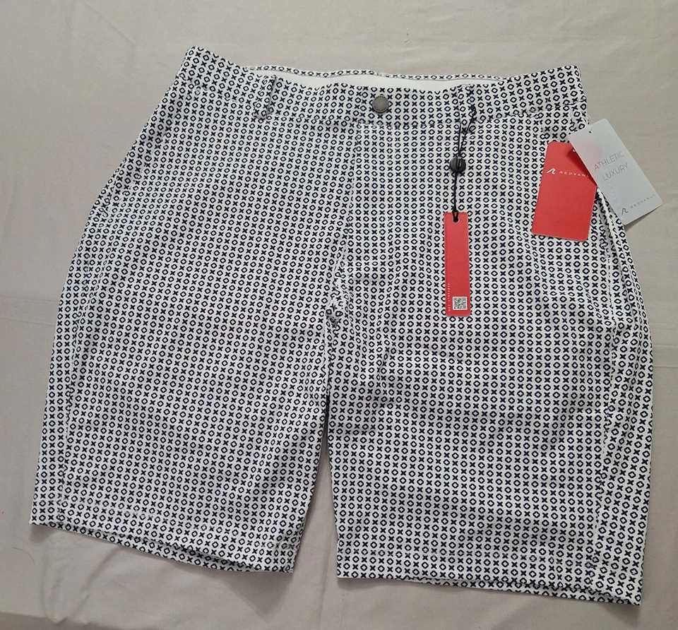 Redvanly Printed Hanover Short 9” Color Bright White/Blue Size Medium NWT - Image 1 of 4