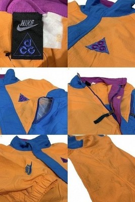 Vintage 80s 90s Nike ACG Half-Zip Anorak Jacket L Blue Orange Rare Original