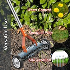 Lawn Rolling Aerator Scarifier Effective Manual Lawn Grass Soil Aeration Garden