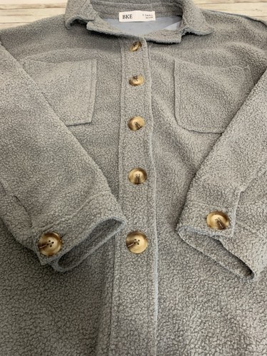 Chaqueta Abrigo BKE Mujer Gris Sherpa Polar Talla XS Manga Larga Botón - Imagen 9 de 13