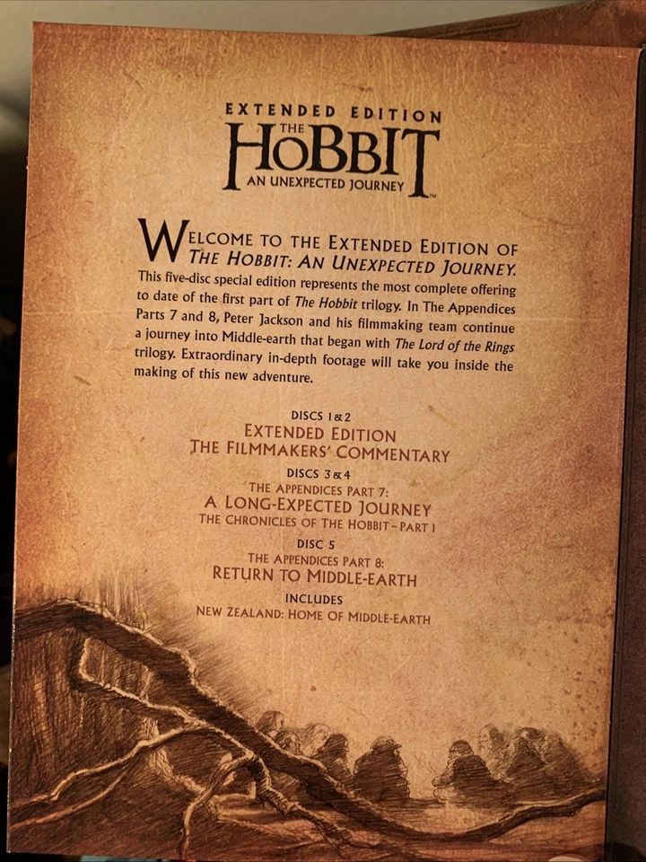 The Hobbit: An Unexpected Journey DVD 5-Disc Set, Extended Edition Box Not Mint - Image 2 of 2