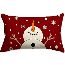 Christmas Pillow Covers 12x20 Snowman Snowflake Merry Christmas Holiday A-87