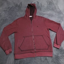 Original Penguin Red Large Hoodie Pocket Sweatshirt Full Zip No Drawstring
