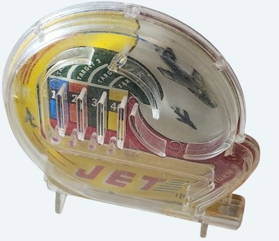 Vintage MAR Jet Flipper Spiel Spielzeug klar Kunststoff Handheld Retro Arcade-Stil MANGEL