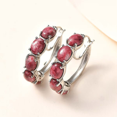 Karis Norwegian Thulite Hoop Earrings in Platinum Bond 12.25 ctw