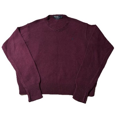 Vintage 90s Polo Ralph Lauren Linen Cotton Blend V Neck Sweater 