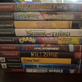 Sony PlayStation 2 Console, Controllers, Cables, & Game Lot