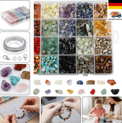 24 Farben Edelsteine mit Loch, 4-8mm Steinperlen Unregelmäßige Gemstone Chips B