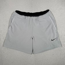 Nike Shorts Mens XL Gray PRO Rep Training Running Elastic Waist Drawstring Logo