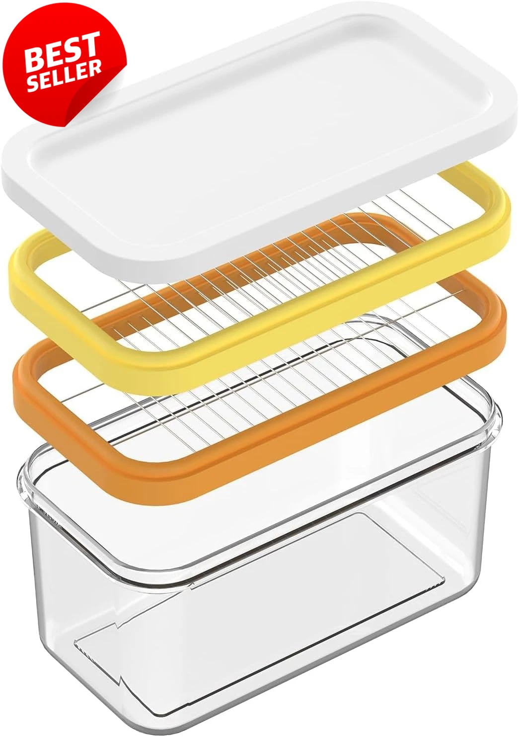Butter Slicer Cutter, Stick Butter Container Dish with Lid for Fridge, Easy Cutt