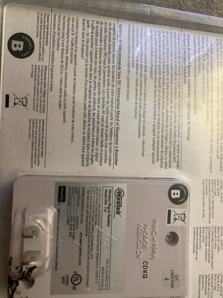 AmerTac Wireless Hand Held Key Chain Transmitter and Plug-In Receiver RFK106L - Image 4 of 4