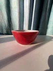 Pyrex #401 Red/White Milk Glass Mixing Bowl 8" Mid-Century Modern Vintage