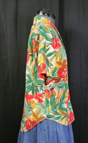 Vintage Cristin Stevens Yellow/Green/Red Tropical Print Button Down Size M - Afbeelding 11 van 17