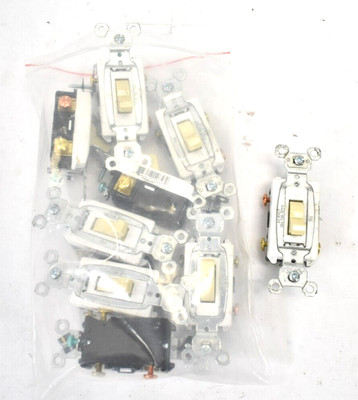Lot of 9 Pass & Seymour Side Wire 3 Way Switched Commercial Toggle Ivory