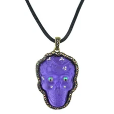 Kirks Folly Eternal Sparkle Skull Cord Necklace brasstone  halloween